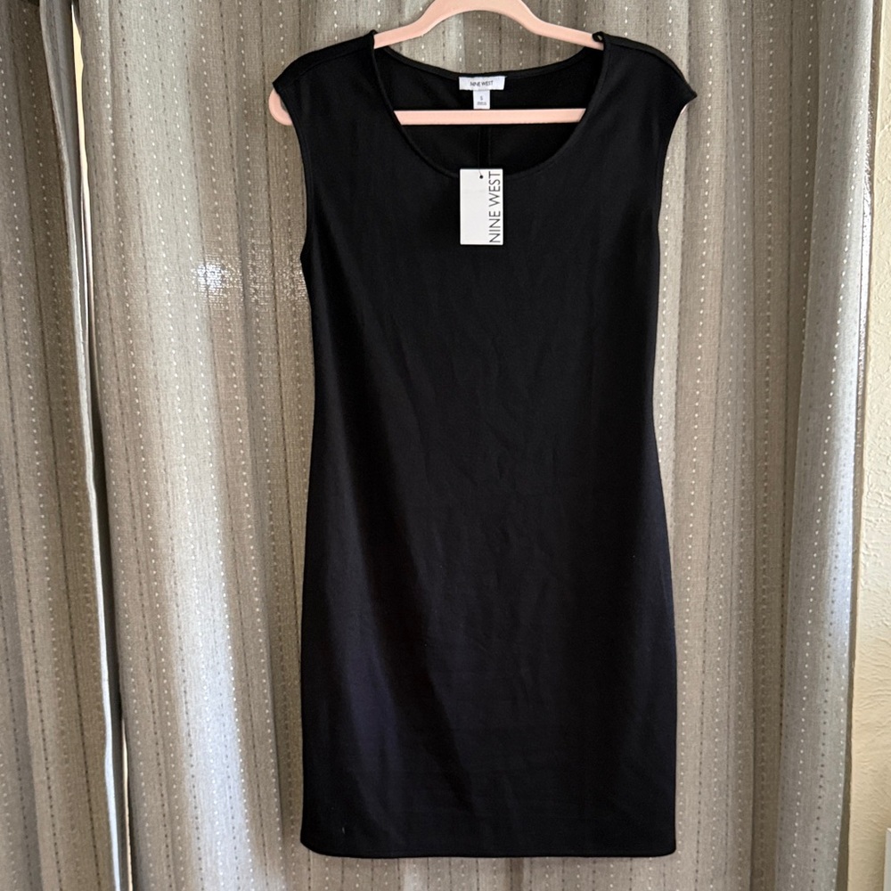 Nine West Black Cap-Sleeve Sheath Dress